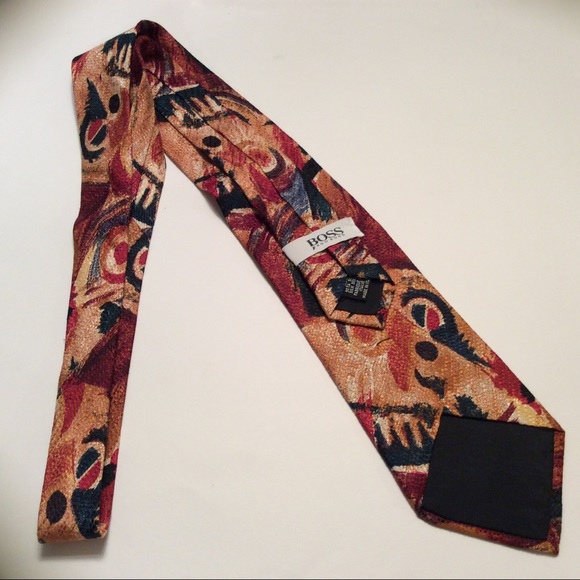 Hugo Boss red abstract silk tie - Picture 4 of 4
